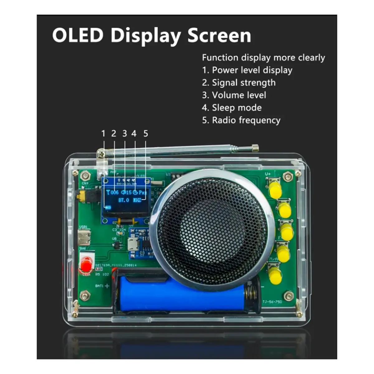 HAPPY EVER New DIY FM Radio Kit 87MHz-108MHz with OLED Display 3W Speaker Electronic Soldering Project RDA5807 DC3.7V USB Type-C