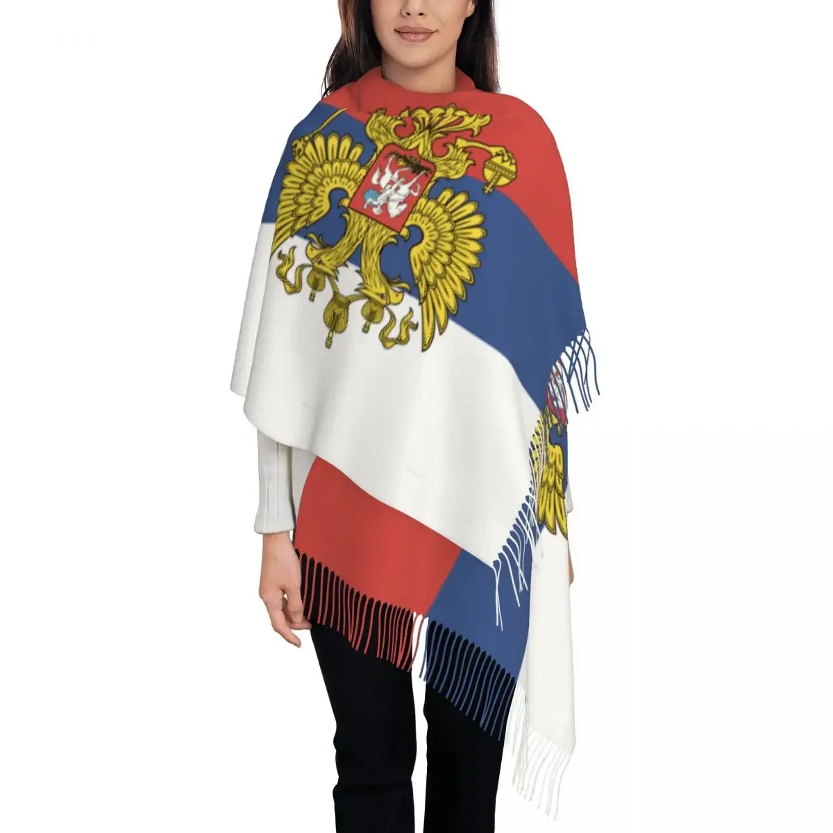 Russian Federation Flag Scarf for Womens Winter Warm Reversible Shawl Wrap Russia Large Shawl Scarf for Evening Dress