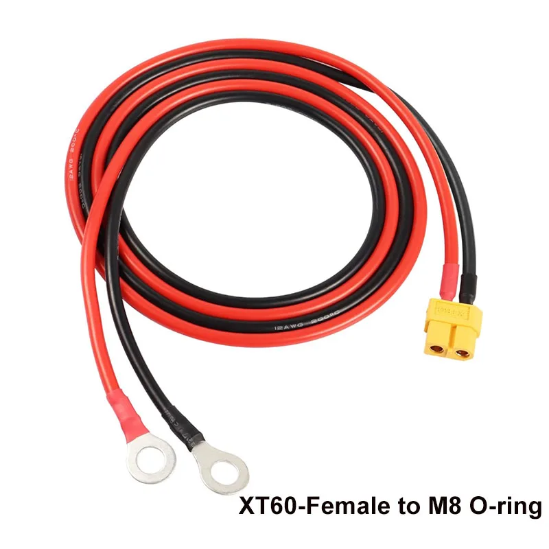 XT60 connector to O-ring terminal plug adapter cable, 12 AWG charger-end power cable, suitable for remote chargers and batteries