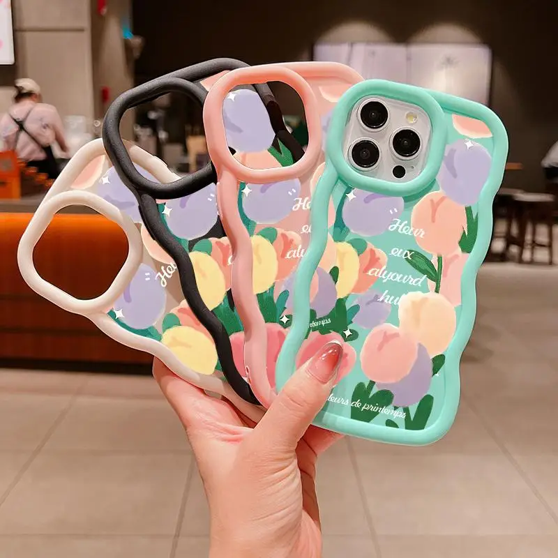 Tulip Flower Butterfly Phone Case For Motorola Moto G84 EDGE 40 NEO 5G G22 G14 E32 Candy Color Soft TPU Full Protection Cases