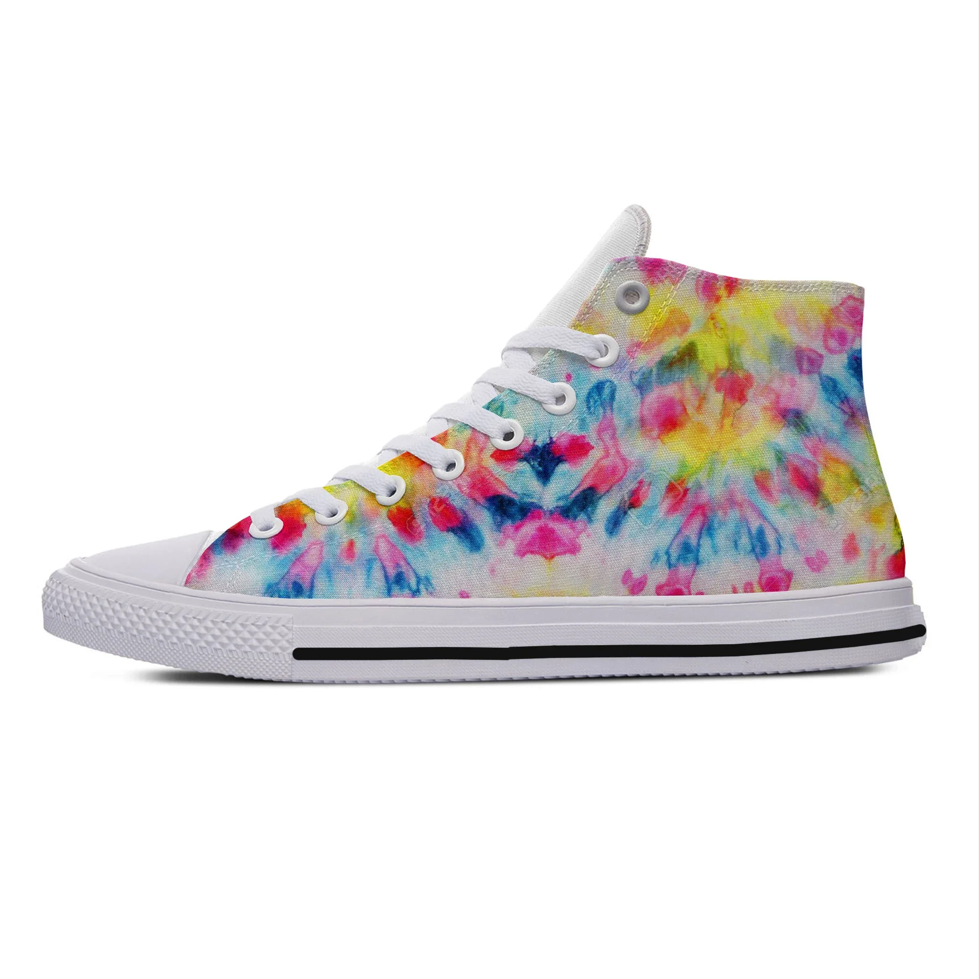 Hot Summer Multicolor Tie Dye Color Novelty Design High Top Latest Canvas Shoes Men Women Casual Sneakers Classic Board Shoes