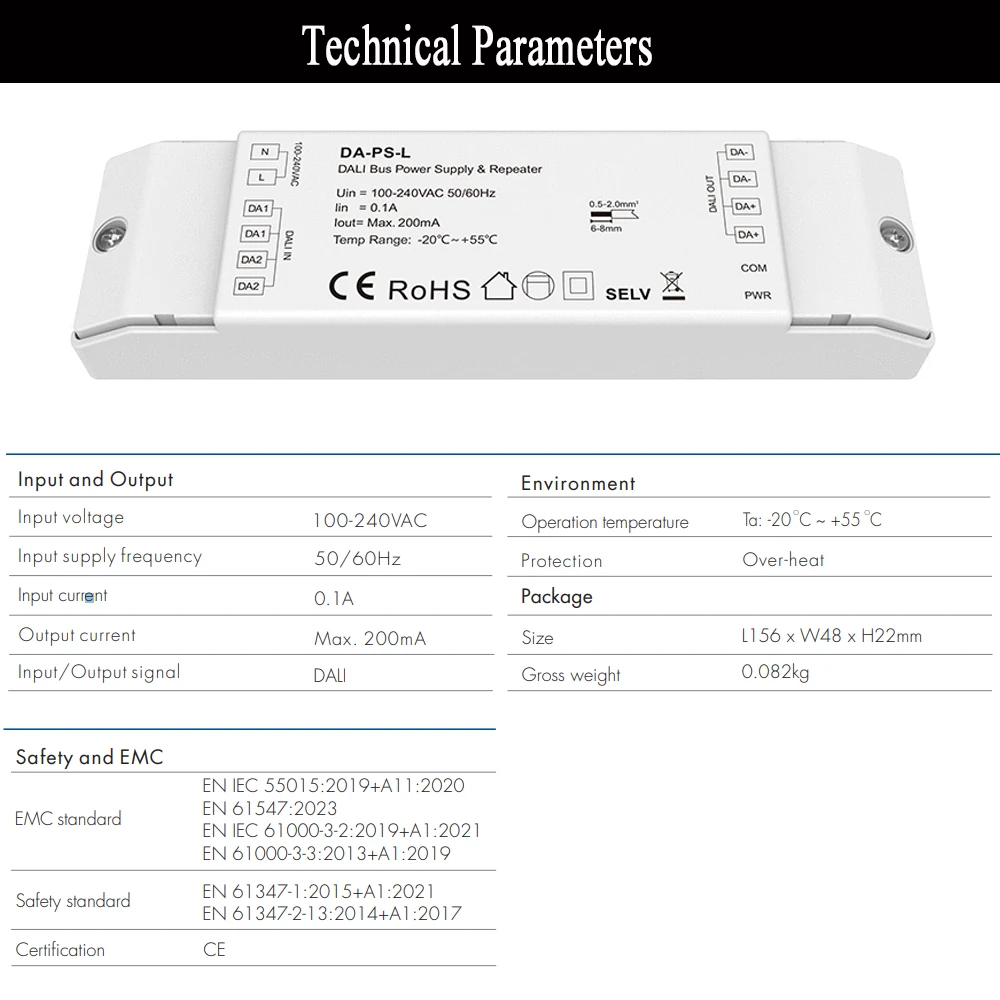 DALI Bus Power Supply & Repeater DALI repeater with integrated DALI power supply Enhancement and transmission of DALI signals