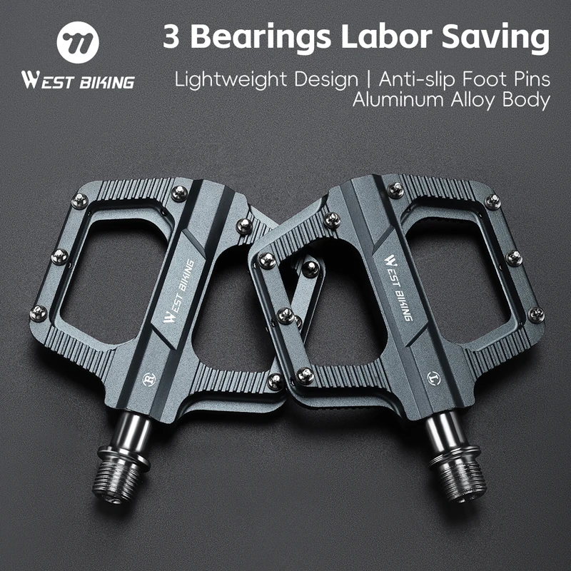 

WEST BIKING Bicycle Pedals 3 Bearing Aluminum Alloy MTB Road Bike Pedals Anti-slip Ultralight Sealed Bearing Cycling Bike Pedals
