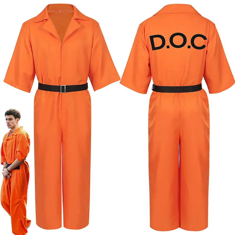 Halloween European and American Luigi cosplay orange prison costume cosplay jumpsuit civilian hero cosplay costume