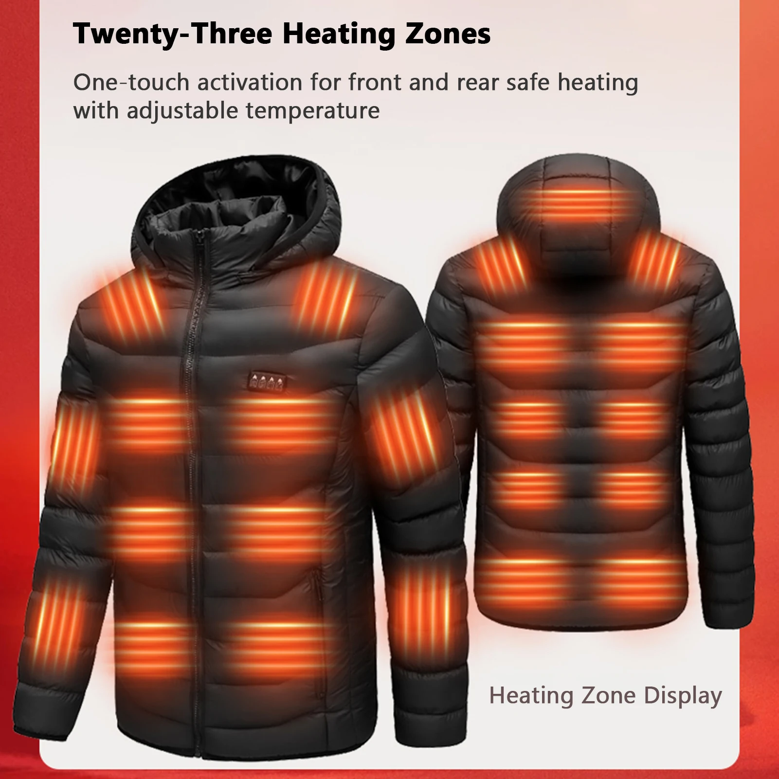 

Intelligent Heating Cotton Jacket 23 Heating Areas Winter Warmth Heated Coat for Men Women
