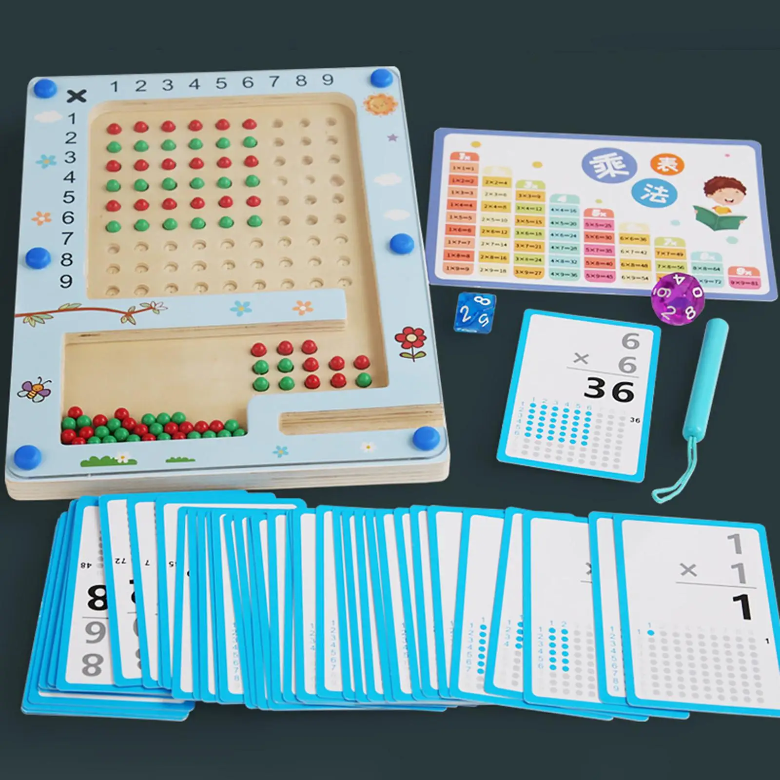 Juego de mesa de multiplicación de madera, juguete para contar, material didáctico, juguete Montessori para niños, niñas, niños pequeños, regalos de cumpleaños