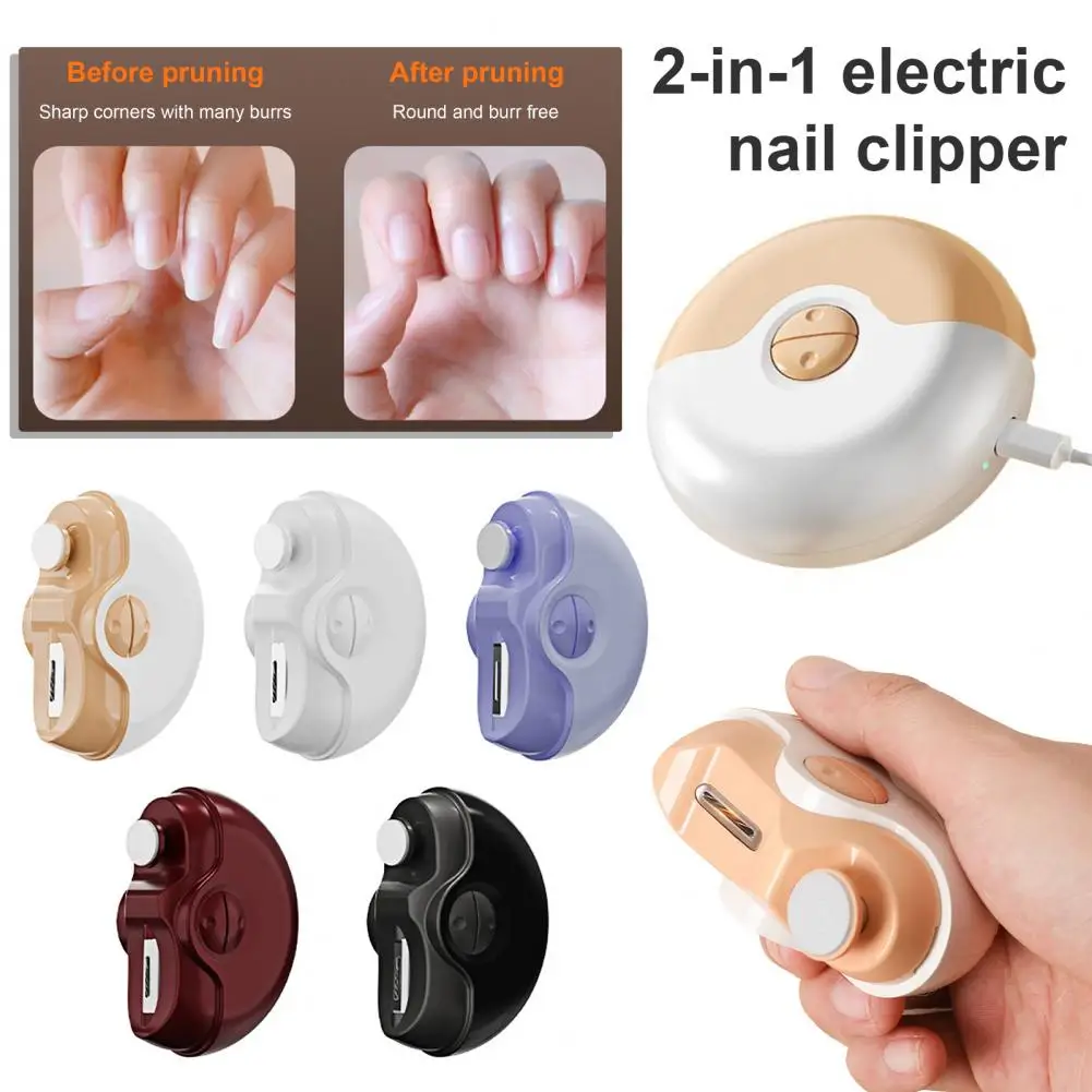 

Electric Nail Clipper Polisher with LED Light 2-Speed Rechargeable 2-In-1 Automatic Fingernail File Baby Kids Manicure Trimmer
