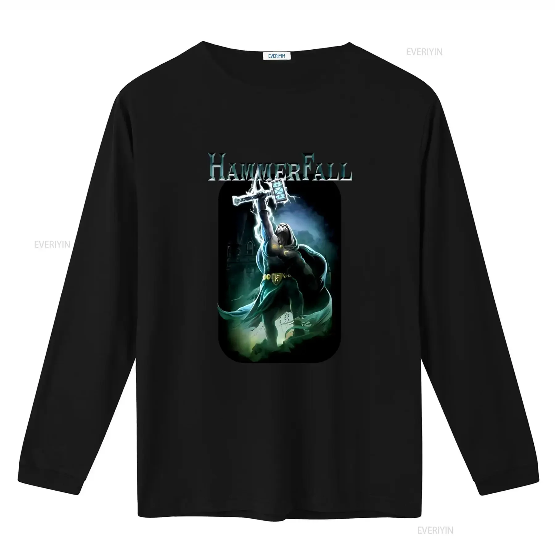 Hammerfall Hammer High T Shirt for Men Stylish Rock Band Print vintage Washed Comfortable streetwear Casual Stretched fashion