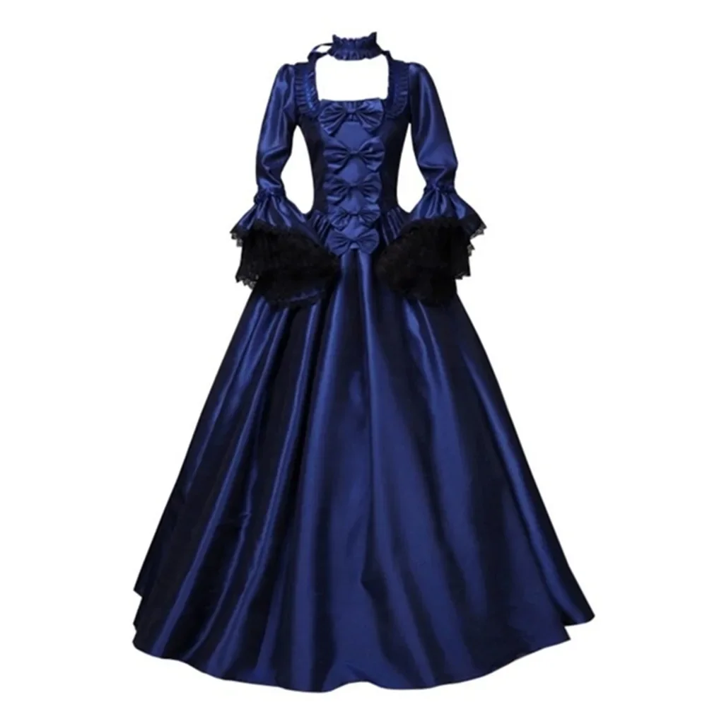 Elegant Lace Large Bell Sleeve Cosplay Dresses Women Medieval Vintage Dress Lolita Victorian Gothic Dress