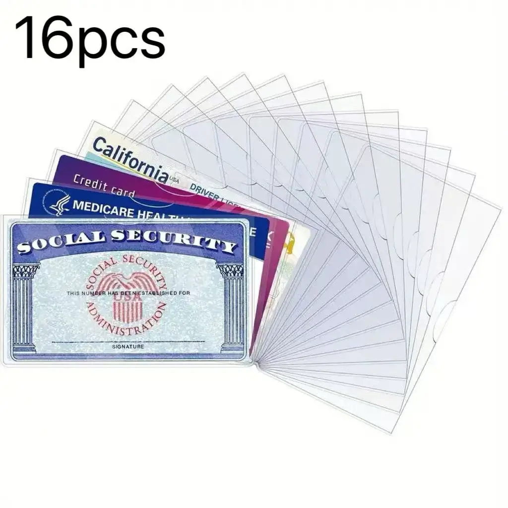 5-pack/16-pack transparent card holders, waterproof and scratch-resistant, durable, suitable for all cards, office supplies storage and organization, work accessories.