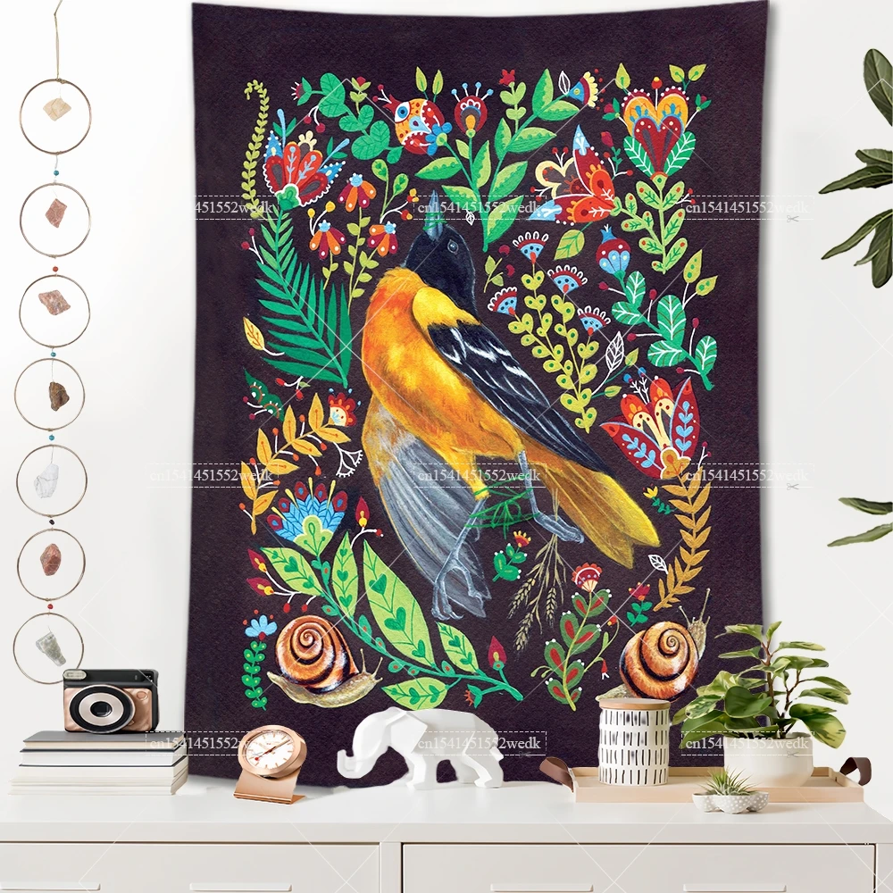 Raven Norse Folk Tapestry Medieval Animals Birds Tarot Tapestrys Room Decor Aesthetics Landscape Art Posters Background Cloths