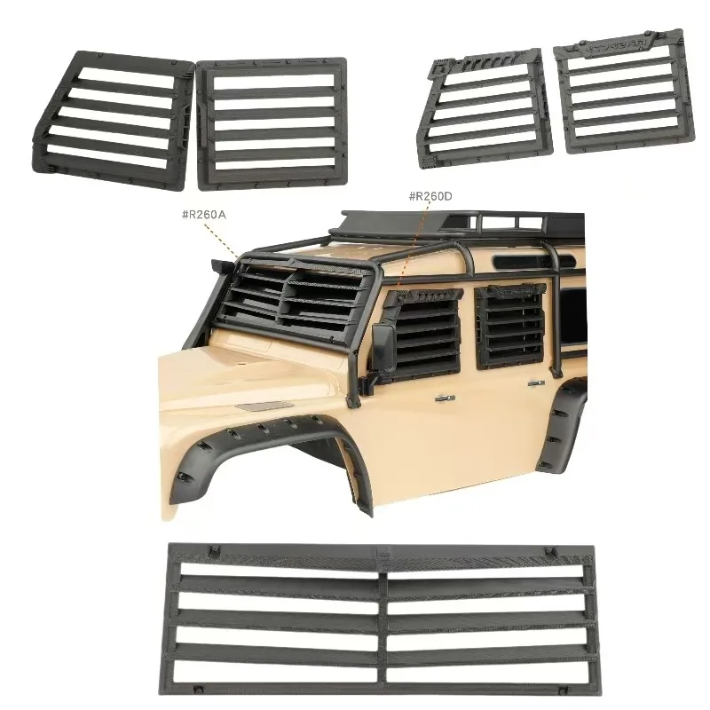RC Car Front Window Grille Doomsday Protection Window Armor Grille for 1/10 RC Crawler TRX4 Defender Parts