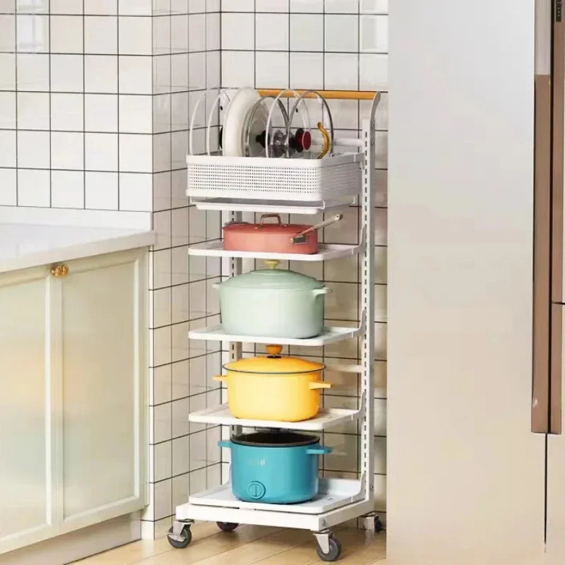 Multi-Layer Kitchen Pot Rack Floor-Standing Household Organizer Mobile Pot and Vegetable Storage Solution