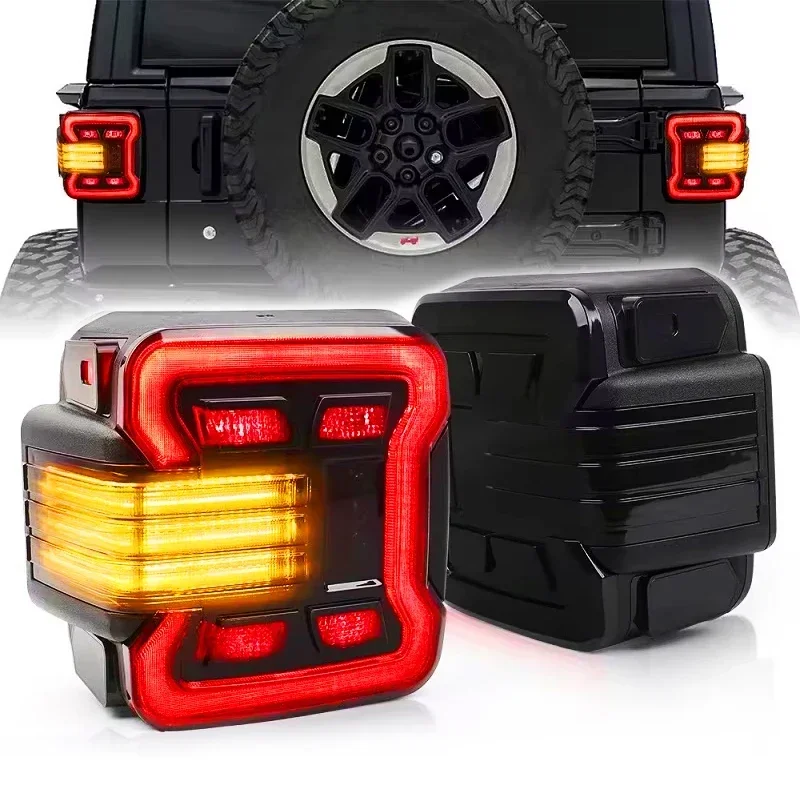 Z-TOYO لسيارة جيب رانجلر JK 2007-2017/JL 2018 هدية قذيفة سوداء مدخنة مع إشارة بدوره الفرامل عكس الضوء LED الضوء الخلفي