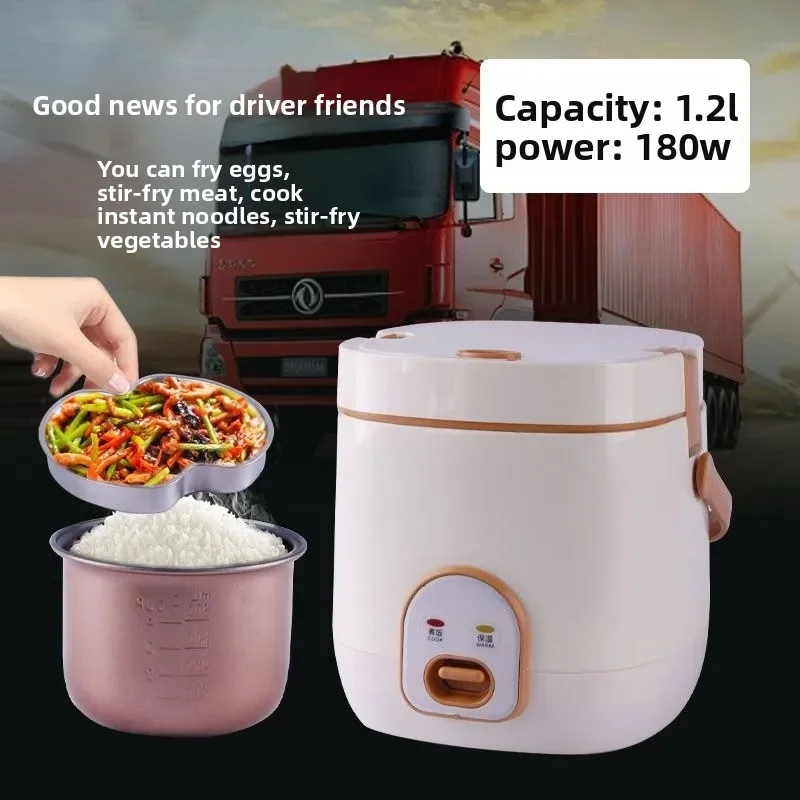 Durable  1.2L Large Capacity Car Rice Cooker 12/24V Universal for Car Truck Outdoor Car Battery Appliance