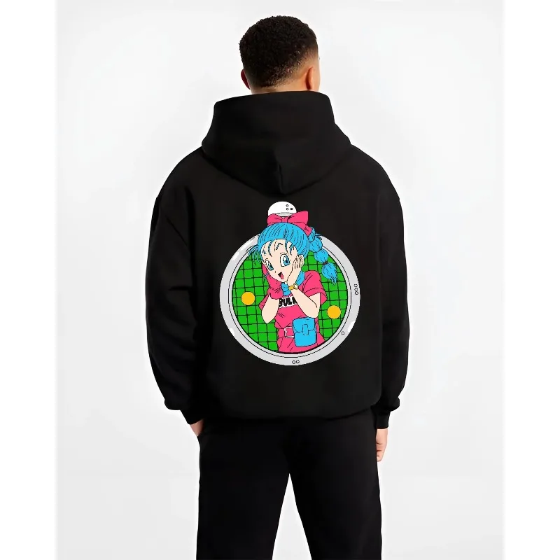

Осень-зима мужские толстовки японского аниме Dragon Ball Bulma принт толстовка с капюшоном Y2K оверсайз 100% хлопок мужская спортивная одежда