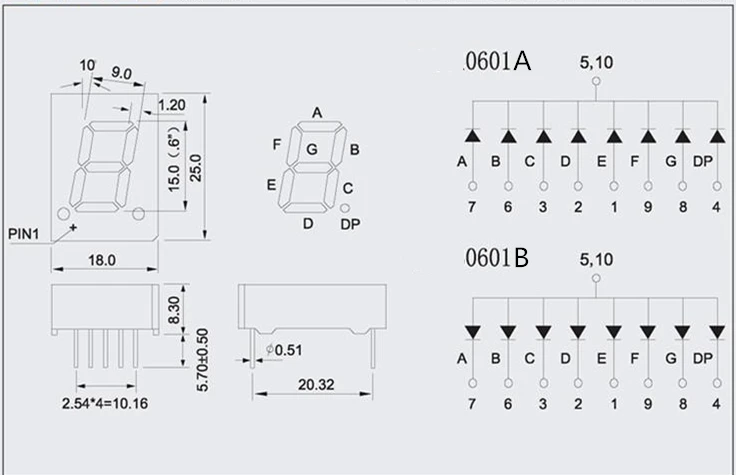 20 Stuks 0.6 "0,6 Inch Rood 7 Segment Led Display 0.6 Inch 1 Bit Digitale Buis Plastic Metalen Gemeenschappelijke Kathode Anode Digitaal Display