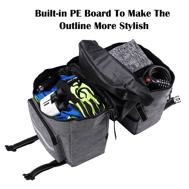 WEST BIKING 25L Large Bicycle Bags Cycling Travel Trunk Bag Double Side Rear Rack Panniers Waterproof MTB Luggage Carrier Bags image 4