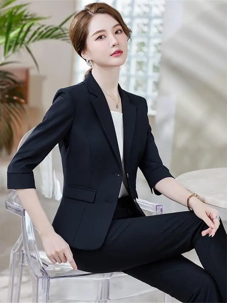 

Bla Suit Jaet Women's Interview Profional Workwear Ele Formal Set Small Size Western Clothes Cleanfit Sle