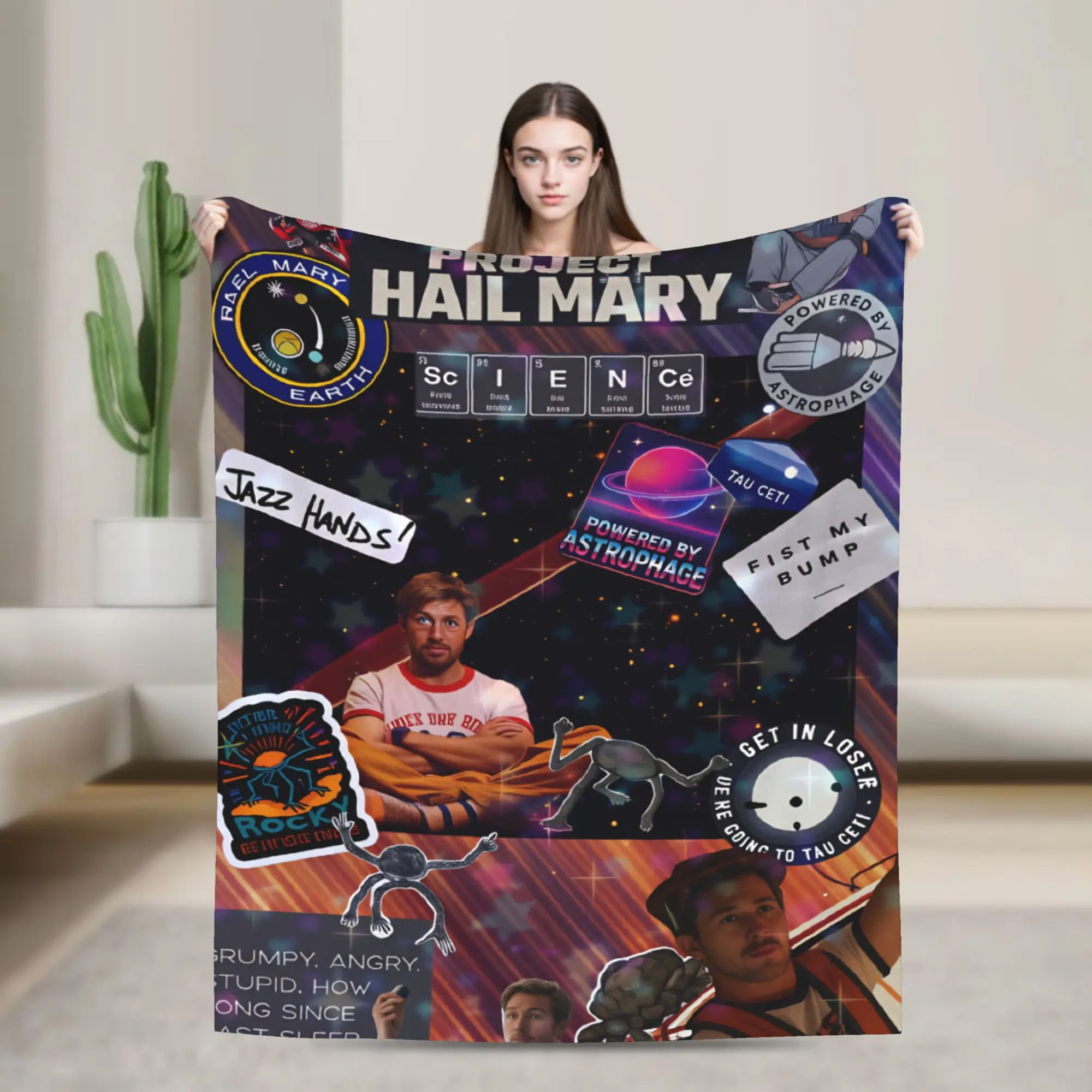 Project Hail Mary Warm Soft Blankets  Airplane Travel Plush Throw Blanket Print Couch Bed Flannel Bedspread Sofa Bed Cover