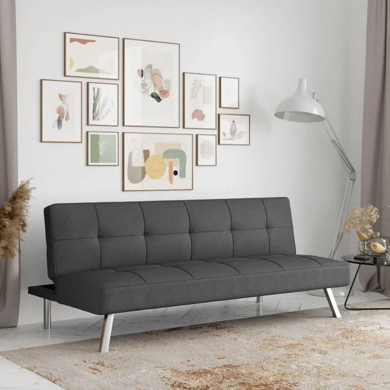 Serta Chelsea Modern Futon, Charcoal Gray Fabric