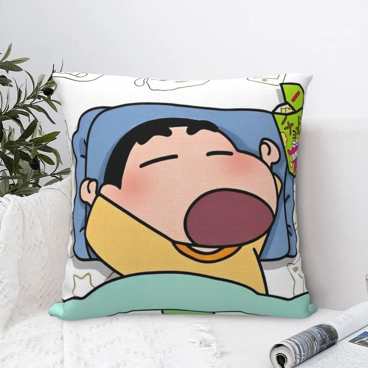 Crayon Shin-chan Kawaii Miniso Pillow Cover Japan Vintage Pillow Case For Sofa Home Decoration Cushion Cover Soft Pillowcases