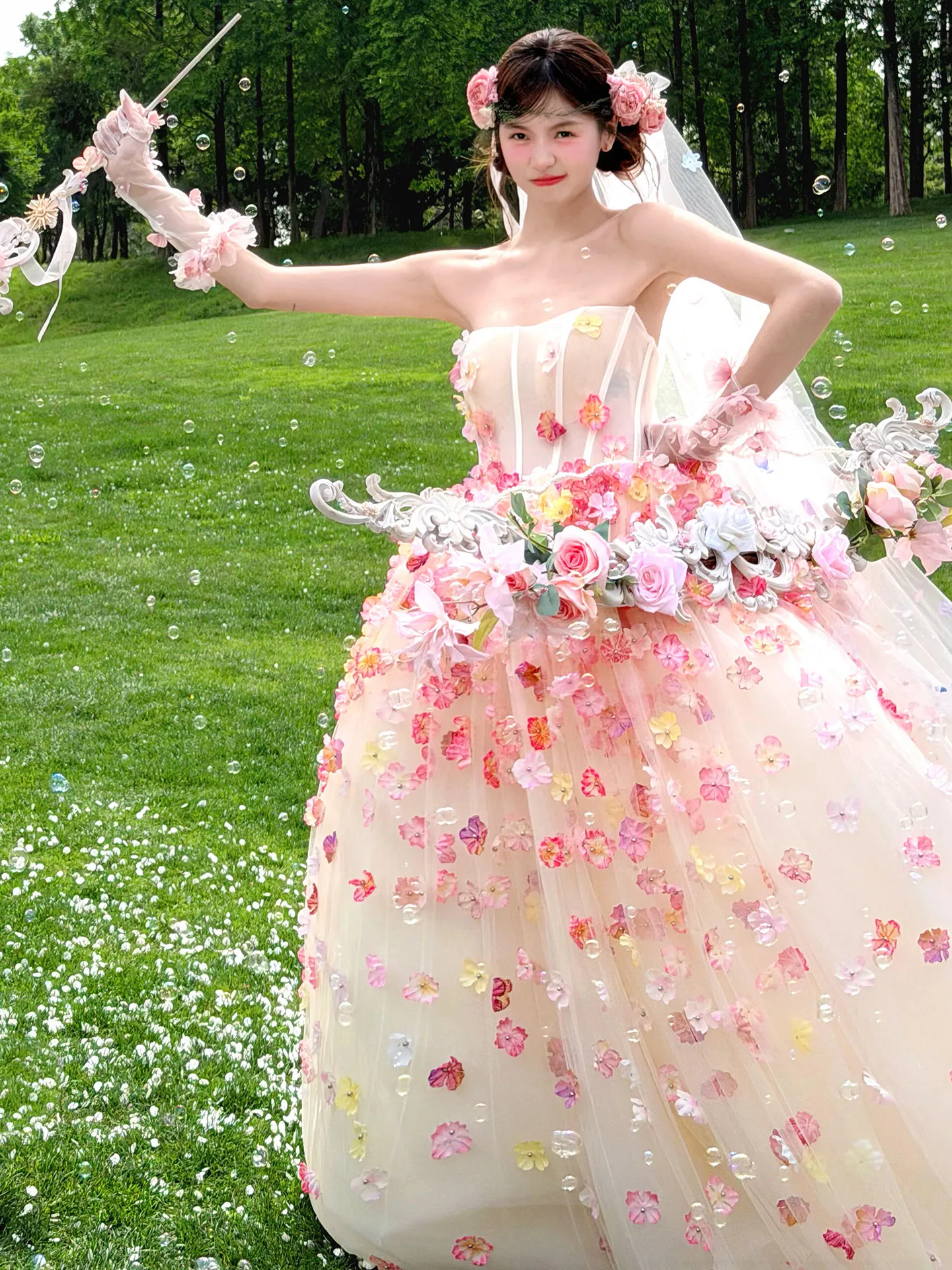 Colorful Wedding Dresses Sweet Wedding Party Dress Elegant Boat Neck Wedding Ball Gown Customized Shiny Wedding Dress 2026