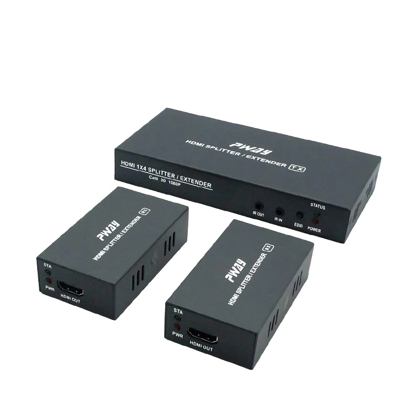 PWAY 1x2 HDMI Splitter Extender 60m Over IP UTP RJ45 Cat 35M Cat5e 50M Cat6  60MCable Support HD 1080P Uncompressed Transmission