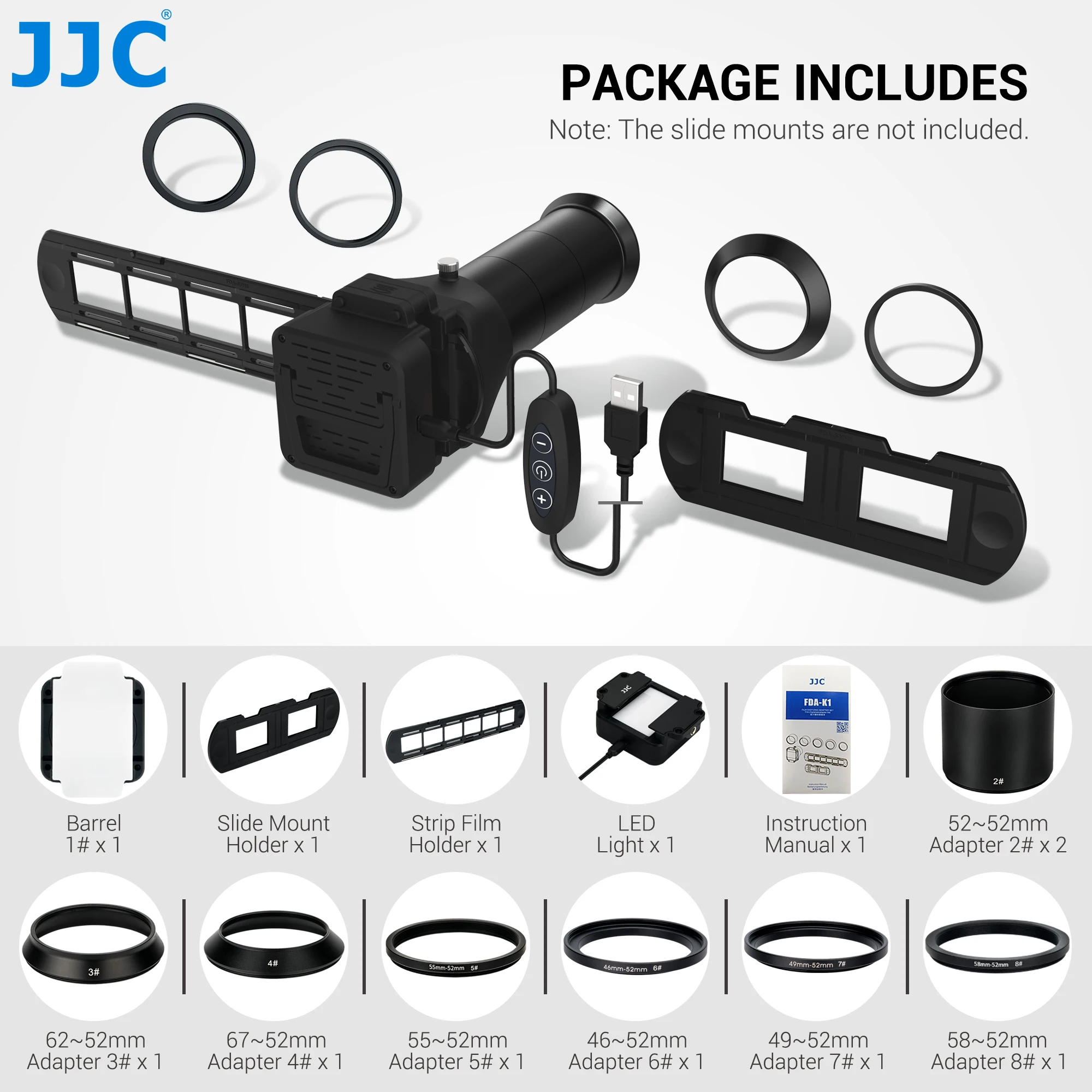 JJC フィルムデジタイズアダプター LEDライトセット JJC 35mmフィルムデジタイズアダプター & LEDライトセット フィルム