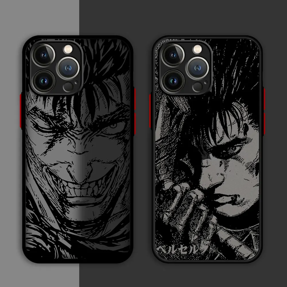 Case For Apple iPhone 11 15 Plus 13 14 Pro Max 12 Mini 7 8 XR X XS 6 6S SE 15+ 14+ 7+ 8+ Matte Phone Cover Berserk Anime Guts