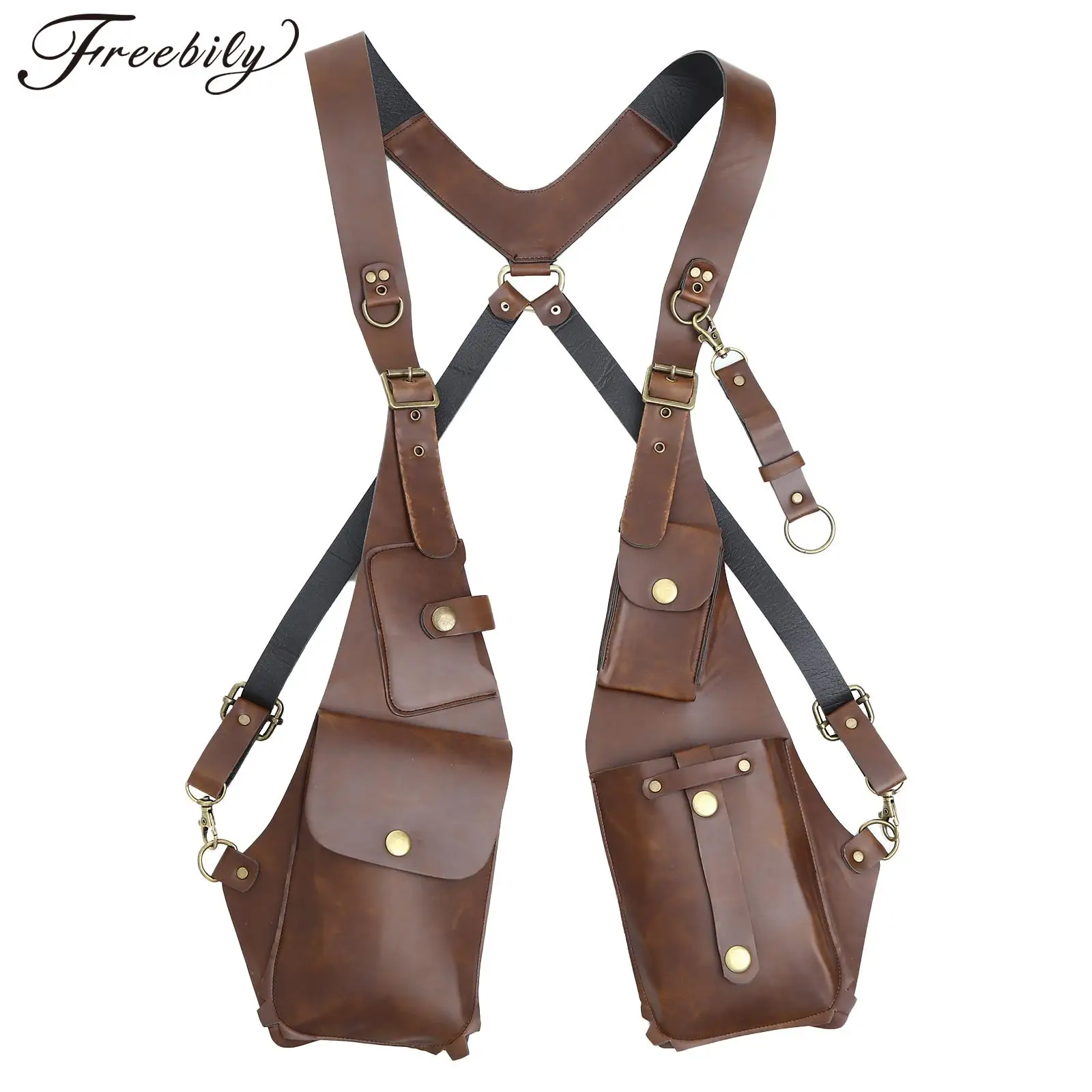 Men's Suspenders Vintage Leather Straps Braces Suspender Men Harness Punk Chest Shoulder Belt Strap Fashion Apparel Accessories