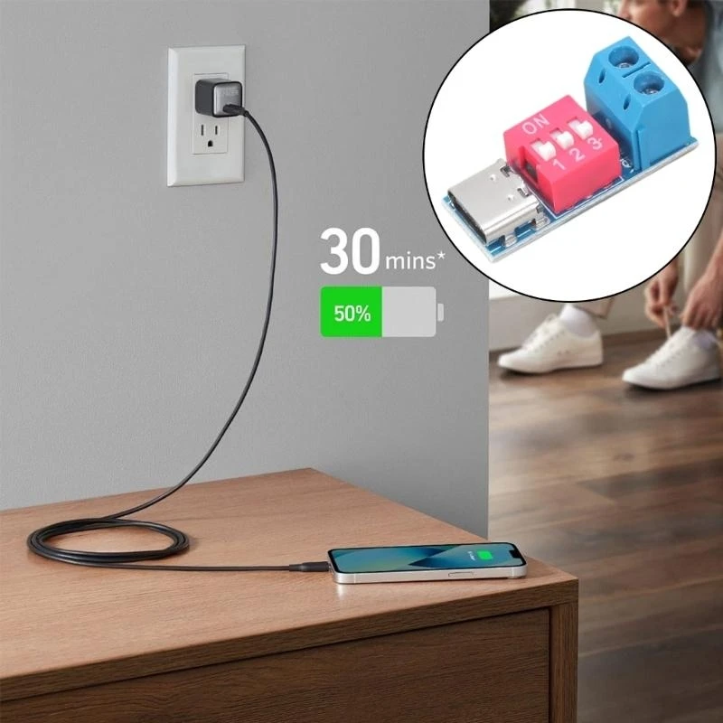 2Pcs Typ-C PD QC Trigger 5V ~ 20V Zifferblatt Code Einstellung DC Spannung Power Modul Zifferblatt einstellung Spannung Schnelle Lade Decoy Modul