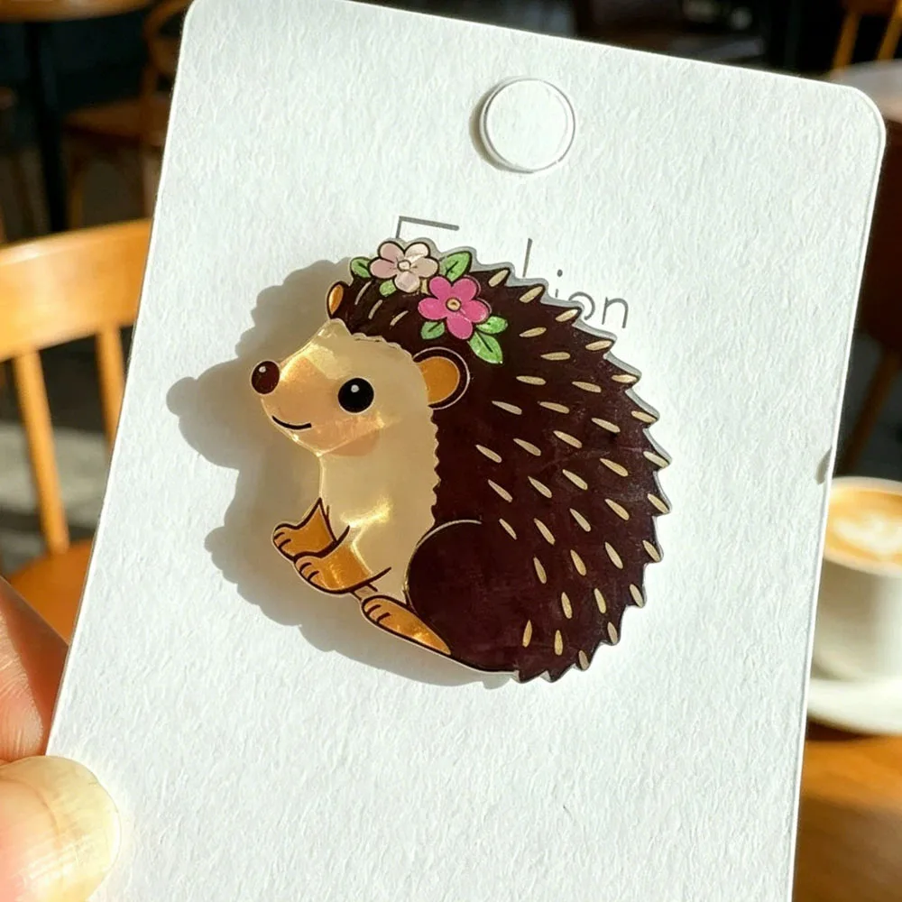 Cute Animal Hair Clips Handmade Acrylic Hedgehog/Cat/Fox/Panda/Sheep/Squirrel Barrettes