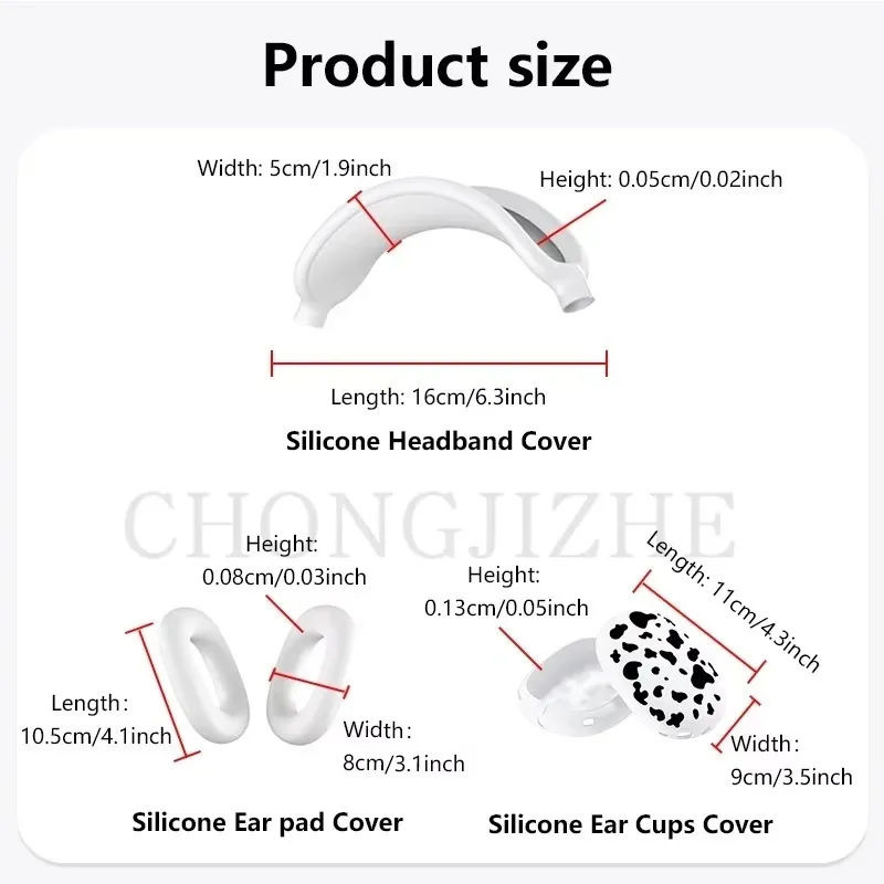 

Earphone 360° All-round Protection Cow pattern Earphone soft Silicone Protective Case Suitable For Apple AirPods Max （2020/2024