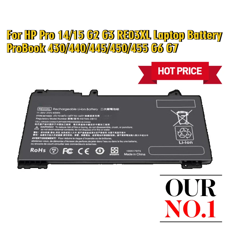

Для HP Pro 14/15 G2 G3 RE03XL аккумулятор для ноутбука ProBook 430/440/445/450/455 G6 G7
