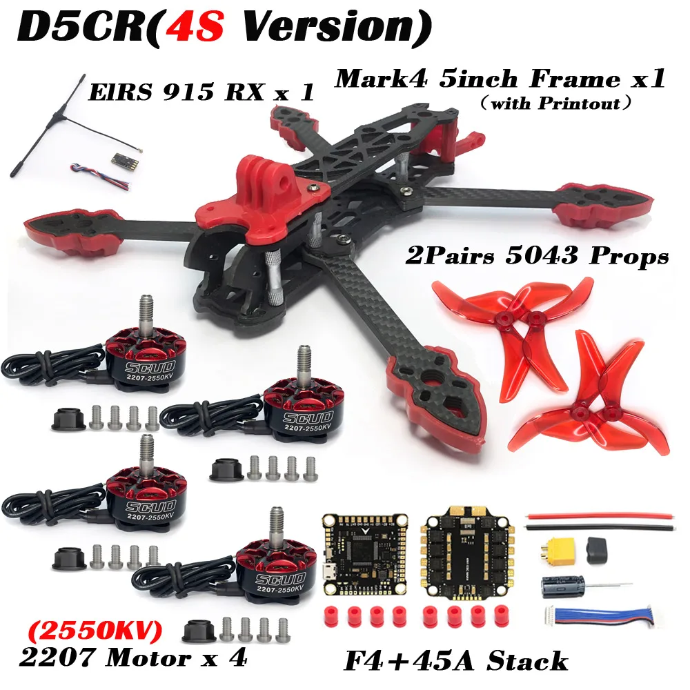 YSIDO Mark4 5 inch FPV Koolstofvezel Frame 2207 1850/2550KV Motor F4 45A ECS 5043 Propeller Combo voor RC FPV Quadcopter Drone Deel - afbeelding 1