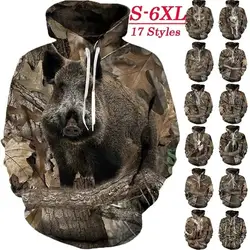 Deer Huntering Camouflage Hoodie Men 3D Wildlife Hunter Camo Printed Hoodies Womens Clothing Harajuku Fashion y2k Pullover Hoody