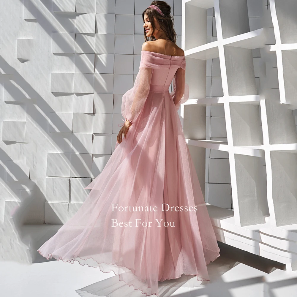 Elegancki zakurzony różowy tiul linia suknie balowe seksowna suknia wieczorowa rozcięcia po bokach Sweetheart Off Shoulder bez rękawów suknie do ziemi