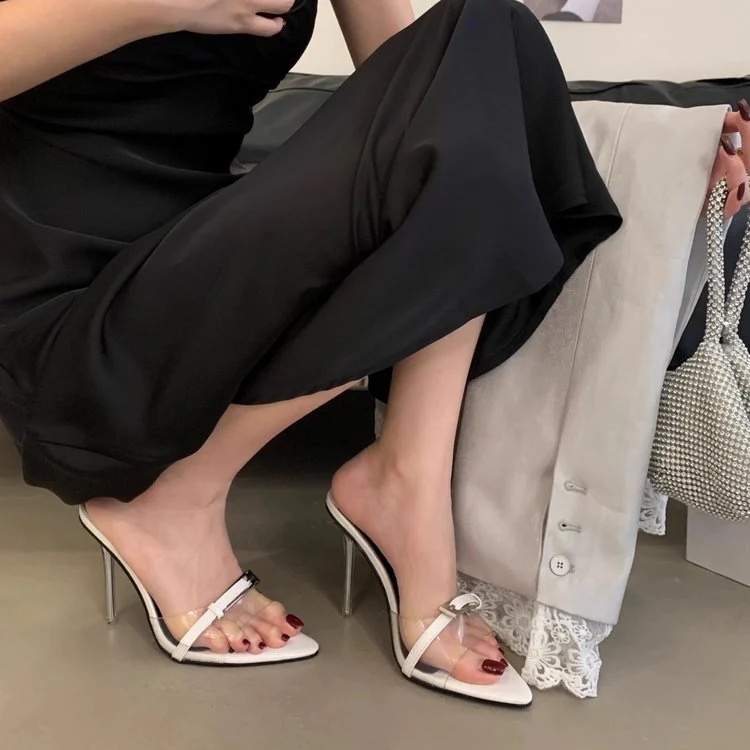 

New European and American Style Elegant Pointedtoe Single-strap Sandals,black Sexy High Heelsthinheeled Summer Slippers Forwomen