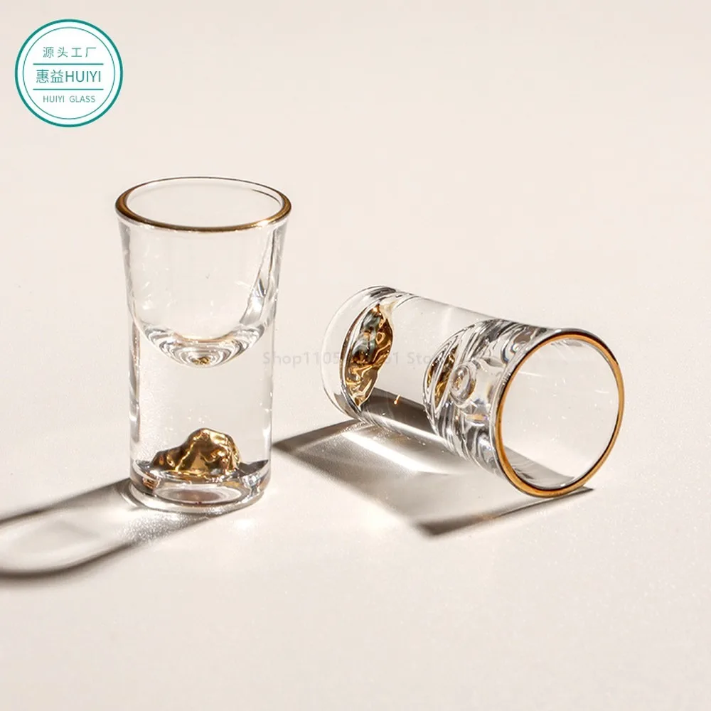 Crystal Glass Liquor Decanter Cup Set for Home, Custom Logo Baijiu Wine Glass Gift Box, Premium Gold Mountain Splitter