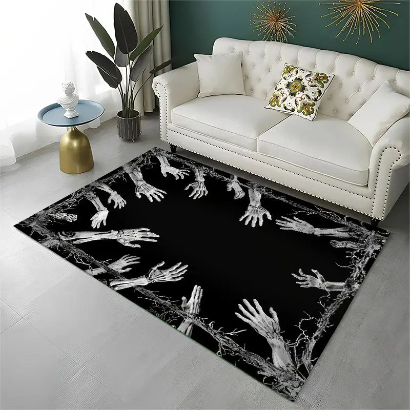 Terrifying Ghost Demon Skull Gothic Large Area Rug Non-slip Carpet for Bedroom Living Room Sofa Doormat Home Decor Floor Mat