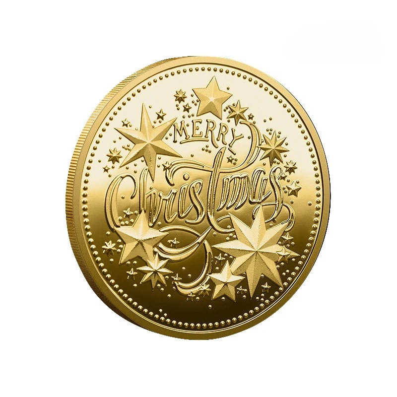 Christmas Commemorative Coin Souvenir Santa Claus Carriage Reindeer Collection Coin