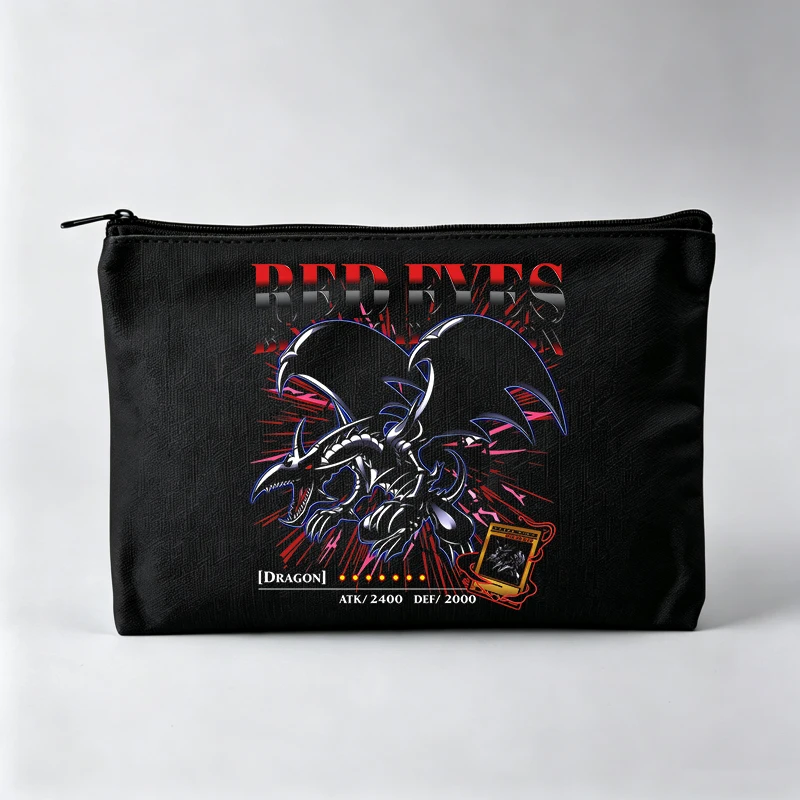 Women's Fantasy Dragon Graphic Makeup Bag with Typography Print, Zipper Cosmetic Pouch for Daily Use