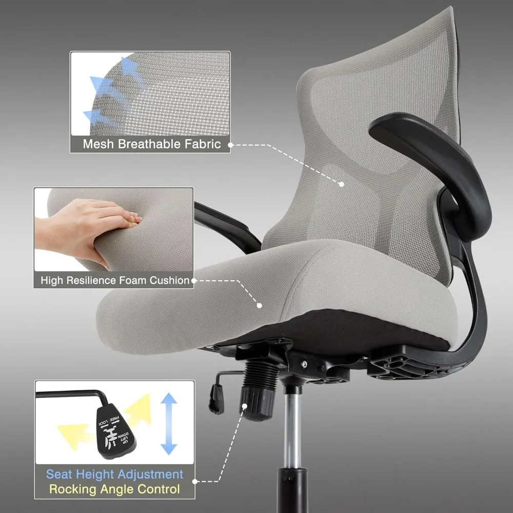 Ergonomic Mesh Office Chair with Lumbar Support, High-Back Design with Wheels Computer Swivel Desk Gaming Work Chair for Adults,