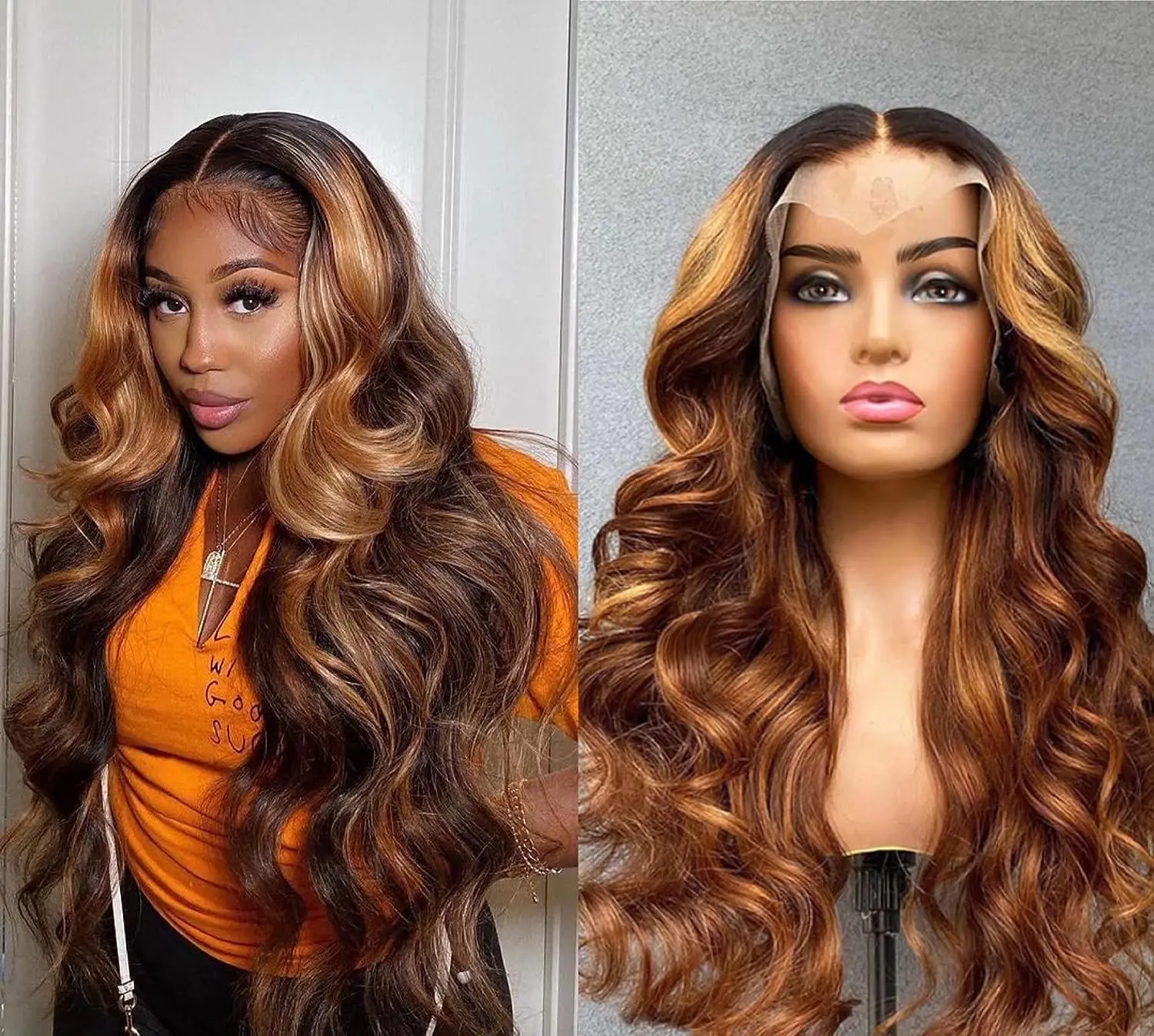 HighlightBlonde 26'' 180Density 5x5 Silk Base Body Wave Preplucked Jewish Human With BabyHair HD Lace Wig European Hair Glueless