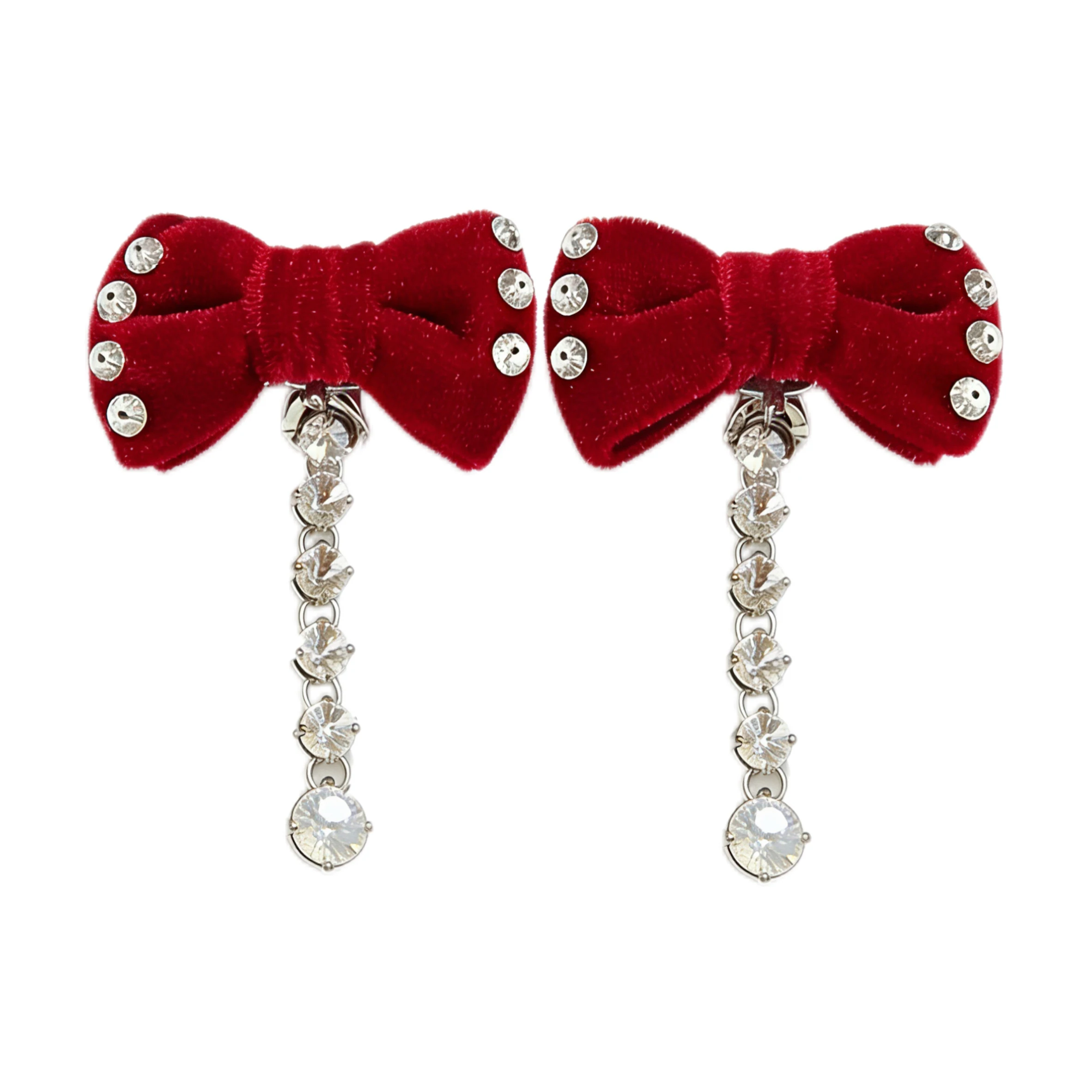 Fashion Brand Red Black Velvet Crystal Earrings Ear Clip Woman Europe America Designer Jewelry