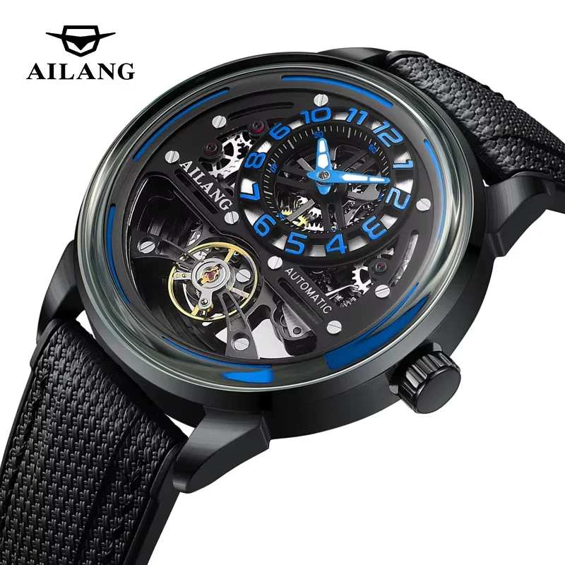 

Luxury Tourbillon Watches Men Fashion Sport Rubber Strap Moon Phase Date Waterproof Automatic Mechanical Wrist Watch Man Reloj