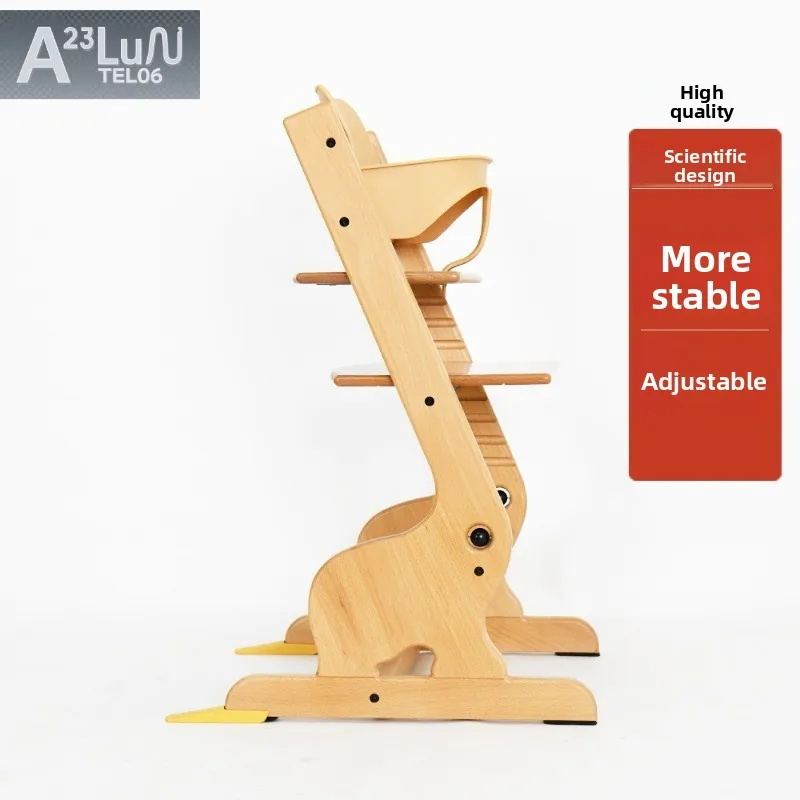 Kids Growing Chair Solid Wood Beech Dining Chair Baby Multifunctional Eating Seat Toddler Chair