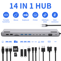 14-in-1 Type C Hub Expansion Docking Station with HDMI RJ45 USB3.0 Port PD VGA TF/SD Card Reader  Audio for iPad Laptop Notebook