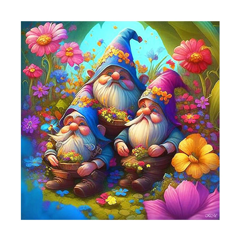 

RUOPOTY Diamond Painting Christmas Dwarves Diamonds Cross Stitch Painting Art Craft Rhinestones Picture For Home Decoration